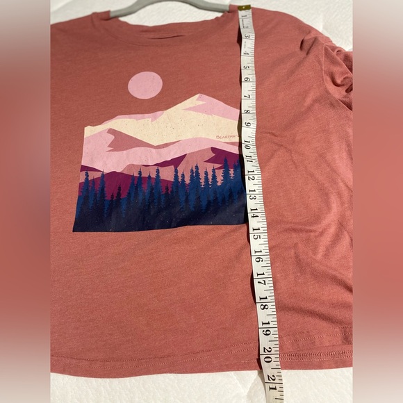 ❤️❤️Bear Paw Burnt Peachy Orange Sunset Graphic Shortsleeved Crop Top - Picture 5 of 5